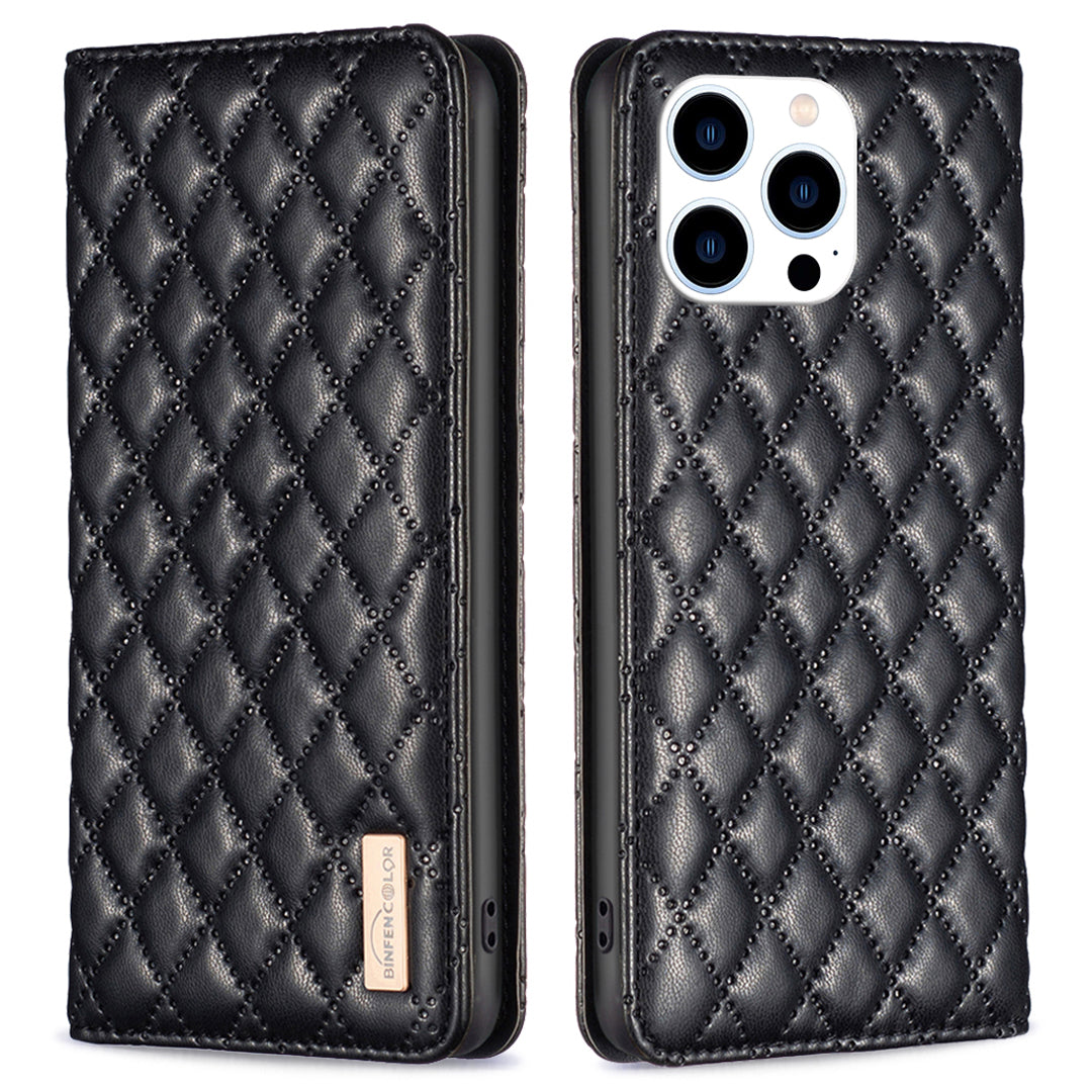 Binfen Color BF Style-16 For iPhone 15 Pro PU Leather Stand Case Anti-drop Card Holder Phone Cover - Black Binfen Color BF Style-16 For iPhone 15 Pro PU Leather Stand Case Anti-drop Card Holder Phone Cover - Black